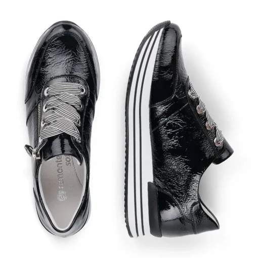 Remonte Sneaker Leder Reißverschluss schwarz softfoam D1302-02