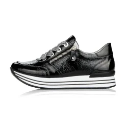 Remonte Sneaker Leder Reißverschluss schwarz softfoam D1302-02