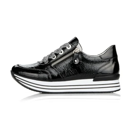 Remonte Sneaker Leder Reißverschluss schwarz softfoam D1302-02