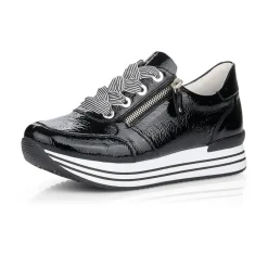 Remonte Sneaker Leder Reißverschluss schwarz softfoam D1302-02