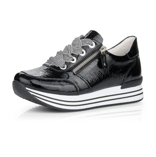 Remonte Sneaker Leder Reißverschluss schwarz softfoam D1302-02