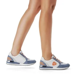 Remonte Sneaker Schnürer Leder blau kombi softfoam Wechselfußbett  R2527-15