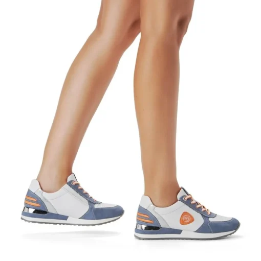 Remonte Sneaker Schnürer Leder blau kombi softfoam Wechselfußbett  R2527-15