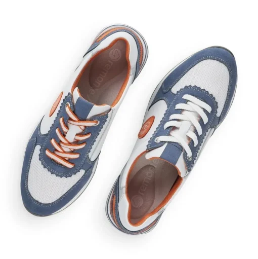Remonte Sneaker Schnürer Leder blau kombi softfoam Wechselfußbett  R2527-15