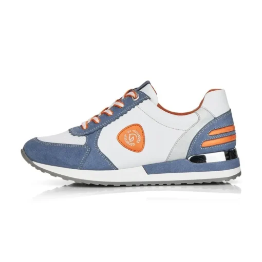 Remonte Sneaker Schnürer Leder blau kombi softfoam Wechselfußbett  R2527-15