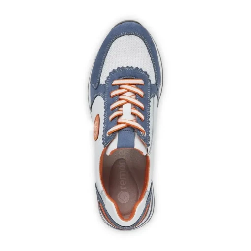 Remonte Sneaker Schnürer Leder blau kombi softfoam Wechselfußbett  R2527-15