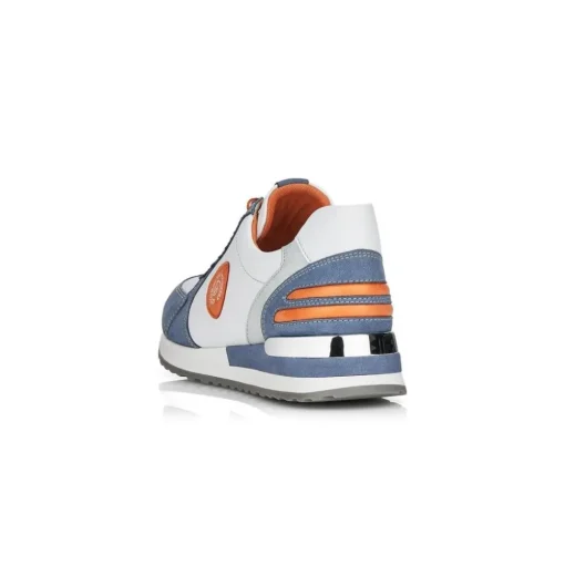 Remonte Sneaker Schnürer Leder blau kombi softfoam Wechselfußbett  R2527-15