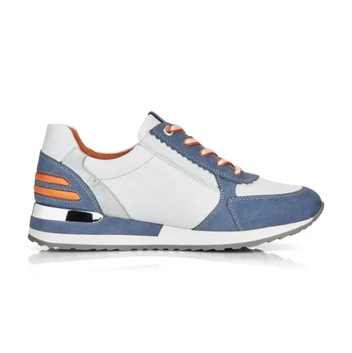 Remonte Sneaker Schnürer Leder blau kombi softfoam Wechselfußbett  R2527-15