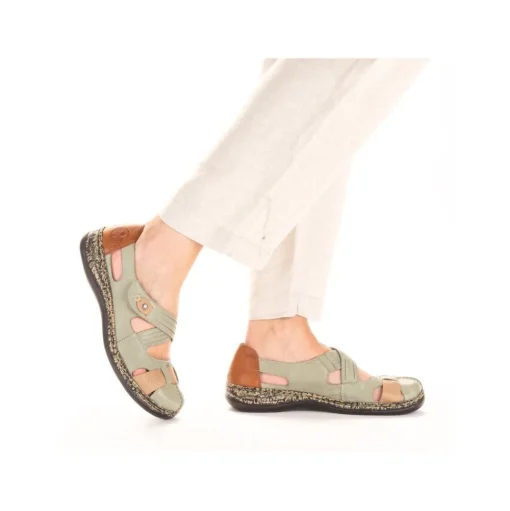 Rieker Antistress Damen Ballerina Klettverschluss Riemchen grün S13 46368-52