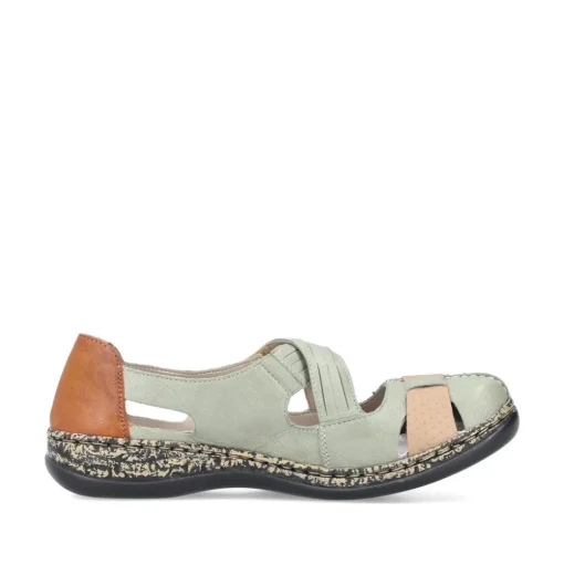 Rieker Antistress Damen Ballerina Klettverschluss Riemchen grün S13 46368-52