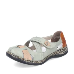 Rieker Antistress Damen Ballerina Klettverschluss Riemchen grün S13 46368-52