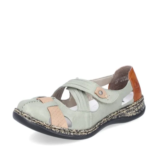 Rieker Antistress Damen Ballerina Klettverschluss Riemchen grün S13 46368-52