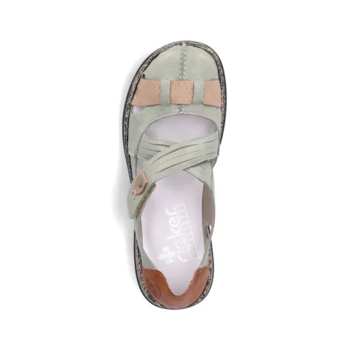 Rieker Antistress Damen Ballerina Klettverschluss Riemchen grün S13 46368-52