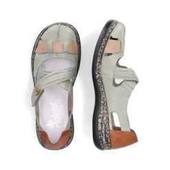 Rieker Antistress Damen Ballerina Klettverschluss Riemchen grün S13 46368-52