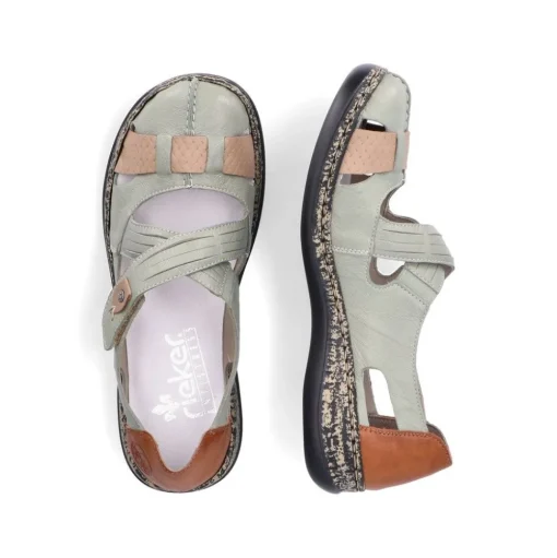 Rieker Antistress Damen Ballerina Klettverschluss Riemchen grün S13 46368-52