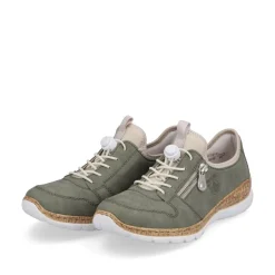 Rieker Antistress Damen Slipper Memosoft Decksohle Schnellschnürung grün S13 N42G0-52