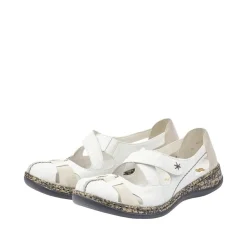 Rieker Antistress Damen Slipper  Riemchenschuh Sandale  Leder Klettverschluss weiß S12 46367-80