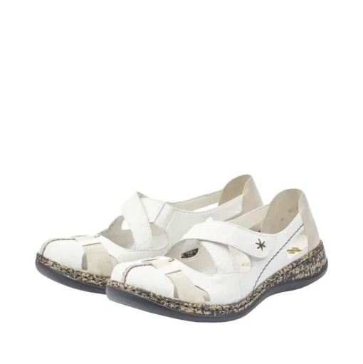 Rieker Antistress Damen Slipper  Riemchenschuh Sandale  Leder Klettverschluss weiß S12 46367-80