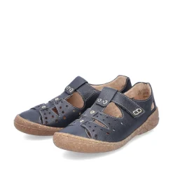 Rieker Antistress Damen Slipper Lochmuster Leder Klettverschluss blau S13 54555-14