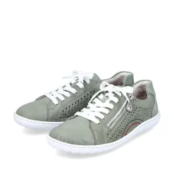 Rieker Antistress Damen Schnürschuh Sneaker Leder Lochmuster Reißverschluss grün S13 52824-52