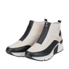 Rieker Antistress Damen Stiefelette sportlich Keilabsatz Neopren- Schaft Reißverschluss beige S22 N6352-60