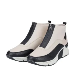 Rieker Antistress Damen Stiefelette sportlich Keilabsatz Neopren- Schaft Reißverschluss beige S22 N6352-60