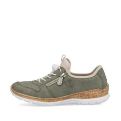 Rieker Antistress Damen Slipper Memosoft Decksohle Schnellschnürung grün S13 N42G0-52