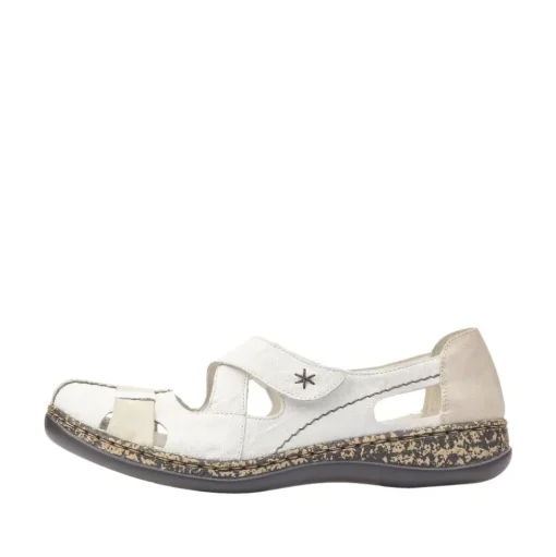 Rieker Antistress Damen Slipper  Riemchenschuh Sandale  Leder Klettverschluss weiß S12 46367-80