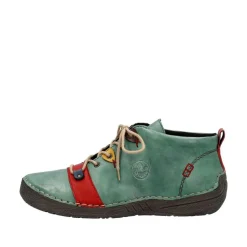 Rieker Antistress Damen Schnürschuh mehrfarbige Ösen grün S23  52507-52