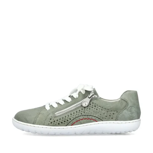 Rieker Antistress Damen Schnürschuh Sneaker Leder Lochmuster Reißverschluss grün S13 52824-52