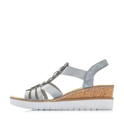 Rieker Antistress Damen Sandalette Keilabsatz Gummizug blau S13 V38H8-12