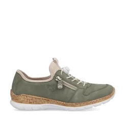Rieker Antistress Damen Slipper Memosoft Decksohle Schnellschnürung grün S13 N42G0-52