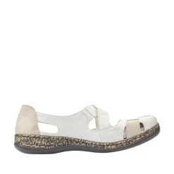 Rieker Antistress Damen Slipper  Riemchenschuh Sandale  Leder Klettverschluss weiß S12 46367-80