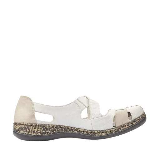 Rieker Antistress Damen Slipper  Riemchenschuh Sandale  Leder Klettverschluss weiß S12 46367-80