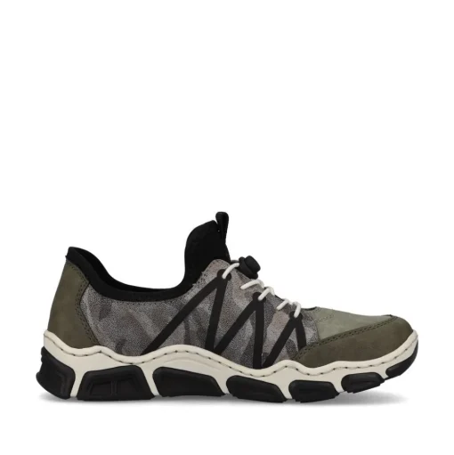 Rieker Antistress Damen Schlupfschuh Slipper sportlich Schnellschnürung grün S13 L0657-54