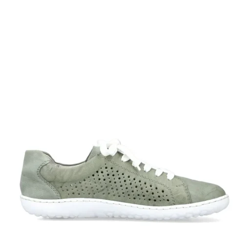 Rieker Antistress Damen Schnürschuh Sneaker Leder Lochmuster Reißverschluss grün S13 52824-52
