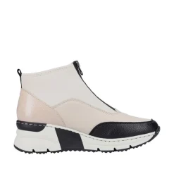 Rieker Antistress Damen Stiefelette sportlich Keilabsatz Neopren- Schaft Reißverschluss beige S22 N6352-60