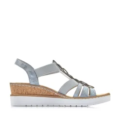 Rieker Antistress Damen Sandalette Keilabsatz Gummizug blau S13 V38H8-12
