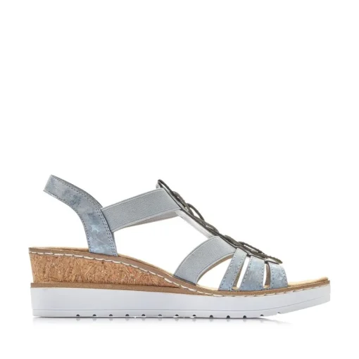 Rieker Antistress Damen Sandalette Keilabsatz Gummizug blau S13 V38H8-12
