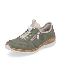 Rieker Antistress Damen Slipper Memosoft Decksohle Schnellschnürung grün S13 N42G0-52