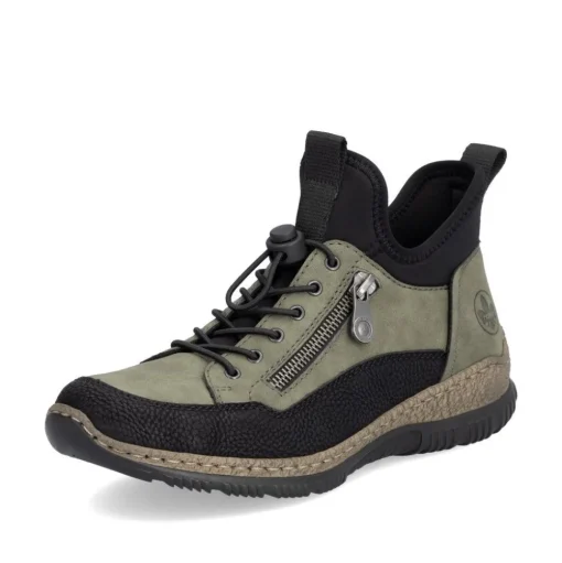 Rieker Antistress Damen Slipper High  Schnellschnürung grün S24 N32G3-54
