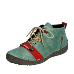 Rieker Antistress Damen Schnürschuh mehrfarbige Ösen grün S23  52507-52
