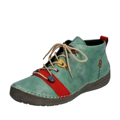 Rieker Antistress Damen Schnürschuh mehrfarbige Ösen grün S23  52507-52