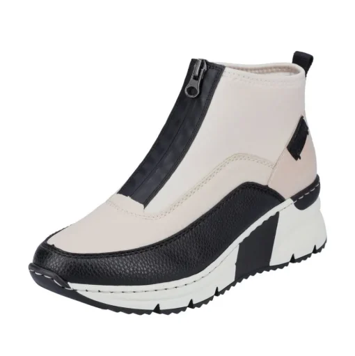 Rieker Antistress Damen Stiefelette sportlich Keilabsatz Neopren- Schaft Reißverschluss beige S22 N6352-60