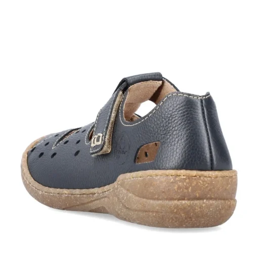 Rieker Antistress Damen Slipper Lochmuster Leder Klettverschluss blau S13 54555-14