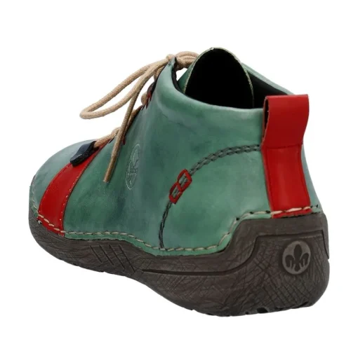 Rieker Antistress Damen Schnürschuh mehrfarbige Ösen grün S23  52507-52