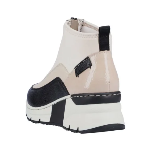 Rieker Antistress Damen Stiefelette sportlich Keilabsatz Neopren- Schaft Reißverschluss beige S22 N6352-60