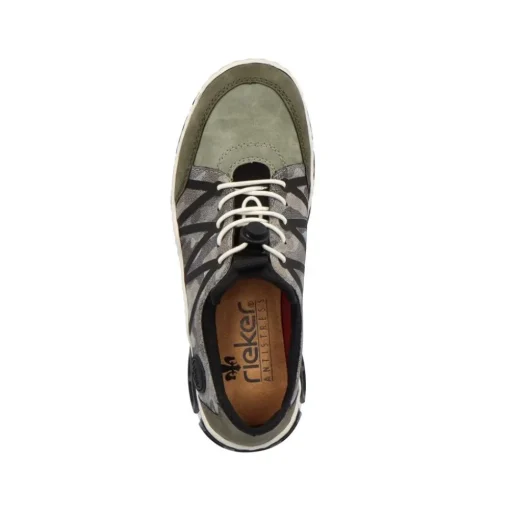 Rieker Antistress Damen Schlupfschuh Slipper sportlich Schnellschnürung grün S13 L0657-54