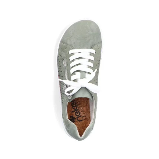 Rieker Antistress Damen Schnürschuh Sneaker Leder Lochmuster Reißverschluss grün S13 52824-52
