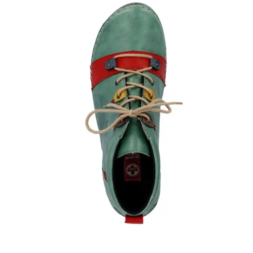 Rieker Antistress Damen Schnürschuh mehrfarbige Ösen grün S23  52507-52